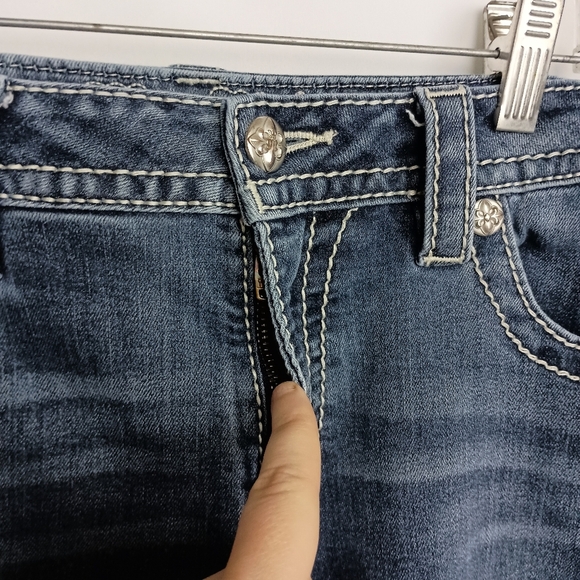 Miss Me Designer Blue Cropped Ankle Jeans with Faded Details(#1,527) - Picture 3 of 8